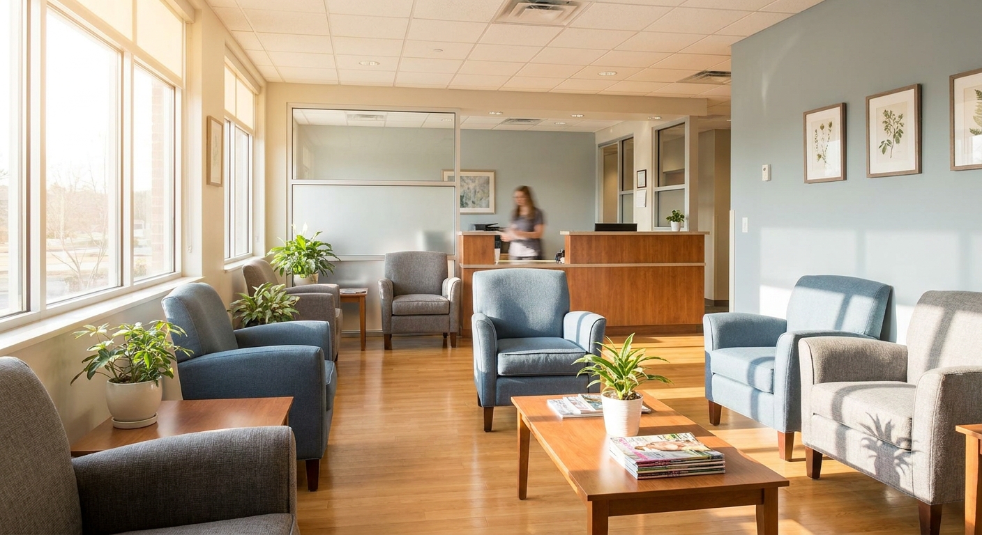Welcoming reception area at Genesis Treatment Services outpatient clinic in Maryland