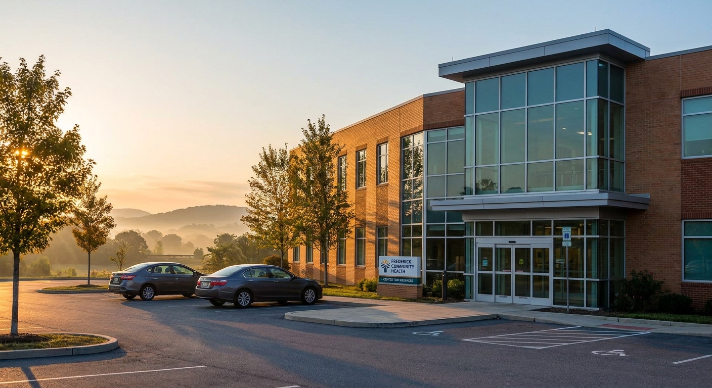 Genesis Treatment Services outpatient clinic exterior in Frederick, MD at sunrise